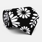 Boho bloemen Zwart en wit vector bloempatroon Stropdas (Opgerold)