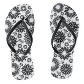 Boho bloemen Zwart en wit vector bloempatroon Teenslippers (Voetbed)