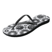Boho bloemen Zwart en wit vector bloempatroon Teenslippers (Schuin)