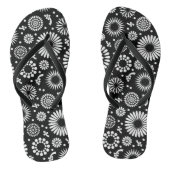 Boho bloemen Zwart en wit vector bloempatroon Teenslippers (Voetbed)