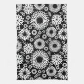Boho bloemen Zwart en wit vector bloempatroon Theedoek (Verticaal)