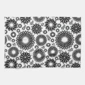 Boho bloemen Zwart en wit vector bloempatroon Theedoek (Horizontaal)