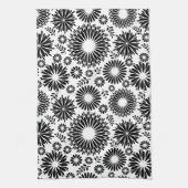 Boho bloemen Zwart en wit vector bloempatroon Theedoek (Verticaal)