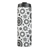 Boho bloemen Zwart en wit vector bloempatroon Thermosbeker (Voorkant)