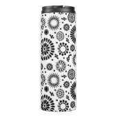 Boho bloemen Zwart en wit vector bloempatroon Thermosbeker (Achterkant)