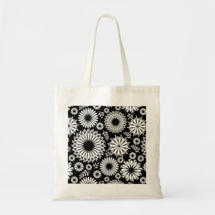 Boho bloemen Zwart en wit vector bloempatroon Tote Bag