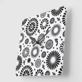 Boho bloemen Zwart en wit vector bloempatroon Vierkante Klok (Hoek)