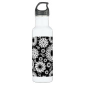 Boho bloemen Zwart en wit vector bloempatroon Waterfles (Voorkant)