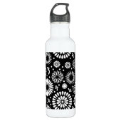 Boho bloemen Zwart en wit vector bloempatroon Waterfles (Voorkant)