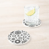 Boho bloemen Zwart en wit vector bloempatroon Zandsteen Onderzetter (Zijkant)