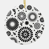 Boho bloemen Zwart-wit vector bloempatroon Keramisch Ornament (Voorkant)