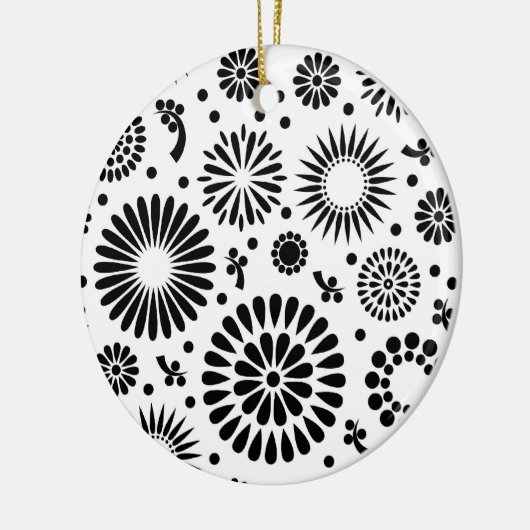 Boho bloemen Zwart-wit vector bloempatroon Keramisch Ornament (Links)