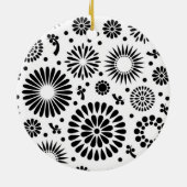 Boho bloemen Zwart-wit vector bloempatroon Keramisch Ornament (Achterkant)