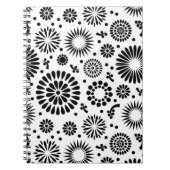 Boho bloemen Zwart-wit vector bloempatroon Notitieboek (Voorkant)