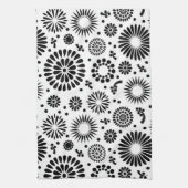 Boho bloemen Zwart-wit vector bloempatroon Theedoek (Verticaal)