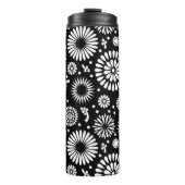 Boho bloemen Zwart-wit vector bloempatroon Thermosbeker (Voorkant)