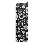 Boho bloemen Zwart-wit vector bloempatroon Thermosbeker (Gedraaid links)