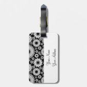 Boho bloemen Zwart-wit vectorbloempatroon Bagagelabel (Achterkant verticaal)