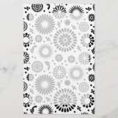 Boho bloemen Zwart-wit vectorbloempatroon Briefpapier (Voorkant)
