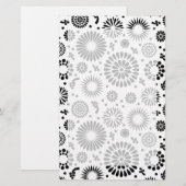 Boho bloemen Zwart-wit vectorbloempatroon Briefpapier (Voorkant / Achterkant)