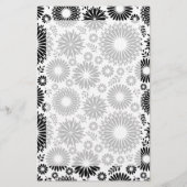 Boho bloemen Zwart-wit vectorbloempatroon Briefpapier (Voorkant)