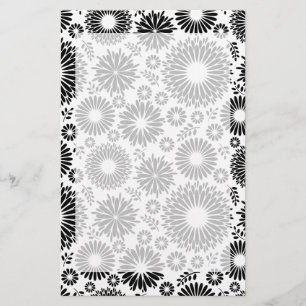 Boho bloemen Zwart-wit vectorbloempatroon Briefpapier