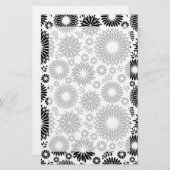 Boho bloemen Zwart-wit vectorbloempatroon Briefpapier (Voorkant / Achterkant)