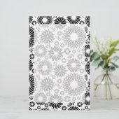 Boho bloemen Zwart-wit vectorbloempatroon Briefpapier (Staand voorkant)