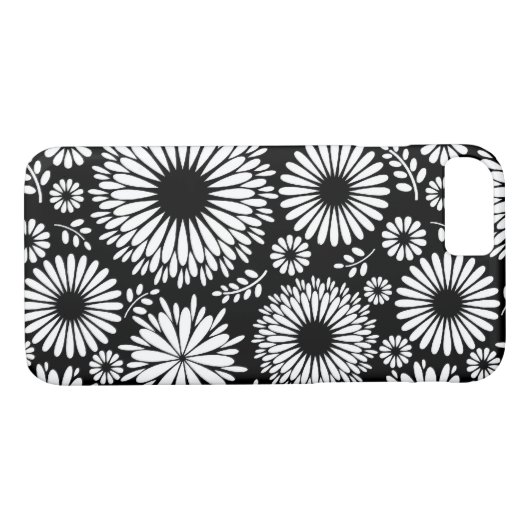 Boho bloemen Zwart-wit vectorbloempatroon Case-Mate iPhone Case (Achterkant (Horizontaal))