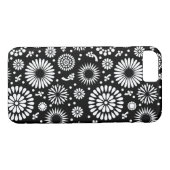 Boho bloemen Zwart-wit vectorbloempatroon Case-Mate iPhone Case (Achterkant (Horizontaal))