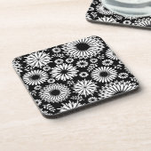 Boho bloemen Zwart-wit vectorbloempatroon Drankjes Onderzetter (Linkerzijde)