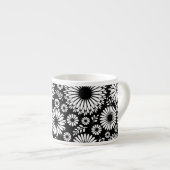 Boho bloemen Zwart-wit vectorbloempatroon Espresso Kop (Voorkant rechts)