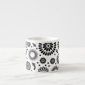 Boho bloemen Zwart-wit vectorbloempatroon Espresso Kop (Voorkant)
