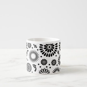Boho bloemen Zwart-wit vectorbloempatroon Espresso Kop