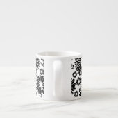 Boho bloemen Zwart-wit vectorbloempatroon Espresso Kop (Achterkant)