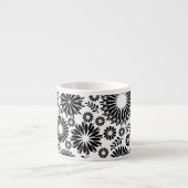 Boho bloemen Zwart-wit vectorbloempatroon Espresso Kop (Voorkant)
