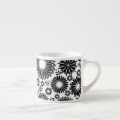 Boho bloemen Zwart-wit vectorbloempatroon Espresso Kop (Rechts)