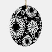 Boho bloemen Zwart-wit vectorbloempatroon Keramisch Ornament (Rechts)