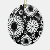 Boho bloemen Zwart-wit vectorbloempatroon Keramisch Ornament (Links)