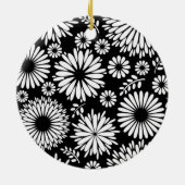 Boho bloemen Zwart-wit vectorbloempatroon Keramisch Ornament (Achterkant)