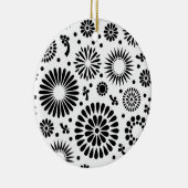 Boho bloemen Zwart-wit vectorbloempatroon Keramisch Ornament (Rechts)