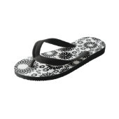 Boho bloemen Zwart-wit vectorbloempatroon Kinder Teenslippers (Schuin)