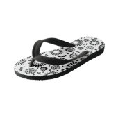 Boho bloemen Zwart-wit vectorbloempatroon Kinder Teenslippers (Schuin)