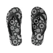 Boho bloemen Zwart-wit vectorbloempatroon Kinder Teenslippers (Voetbed)