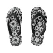 Boho bloemen Zwart-wit vectorbloempatroon Kinder Teenslippers (Voetbed)