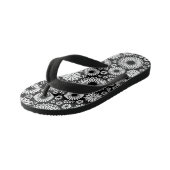Boho bloemen Zwart-wit vectorbloempatroon Kinder Teenslippers (Schuin)