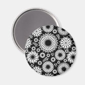 Boho bloemen Zwart-wit vectorbloempatroon Magneet (Voorkant / Achterkant)