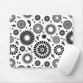 Boho bloemen Zwart-wit vectorbloempatroon Muismat (Met muis)
