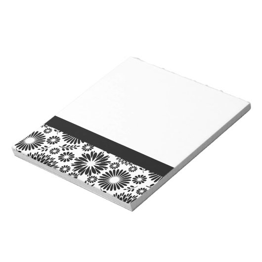 Boho bloemen Zwart-wit vectorbloempatroon Notitieblok (Linkerzijde)