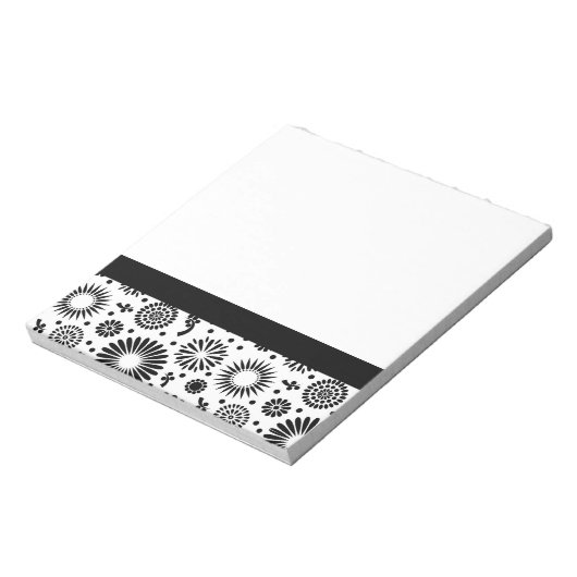 Boho bloemen Zwart-wit vectorbloempatroon Notitieblok (Linkerzijde)
